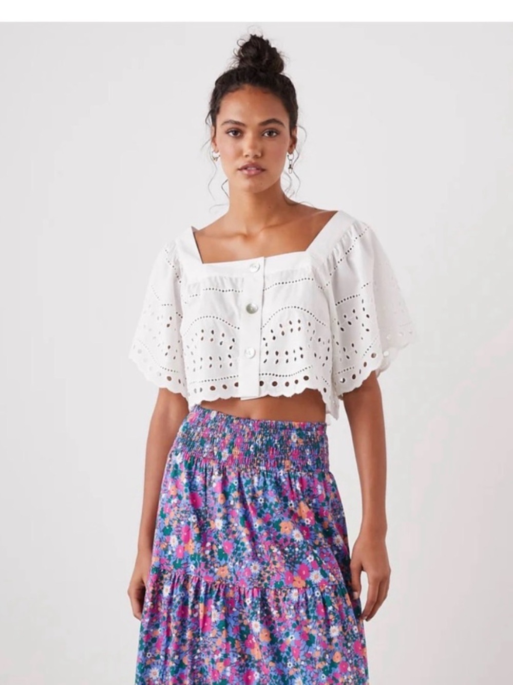 RAILS Edina Floral Tiered Cotton Skirt Leilani Floral Midi Skirt Sz M Boho EUC - Picture 2 of 7